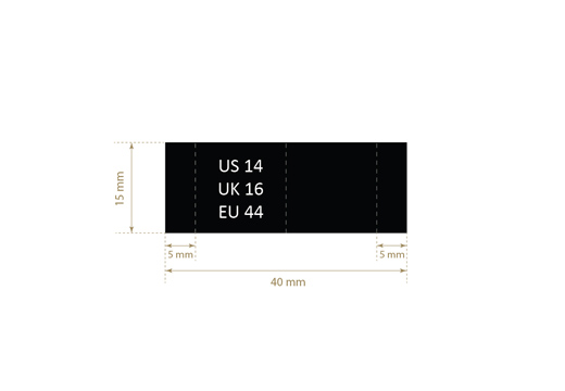 Tekstila etiķete ar izmēru Modelis TC-M167